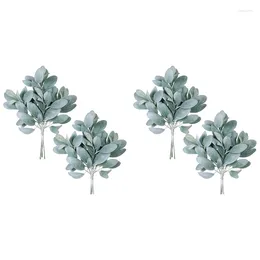 Decorative Flowers 16Pcs Artificial Flocked Lambs Ear Leaves Stems Faux Lamb's Branches Picks Greenery Sprays For Vase Bouquet Wreath