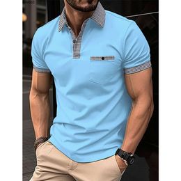 Mens Short Sleeve Cotton Polo Shirt in Classic Fit Shirts Men Premium Fitted Golf Plus Size Plaid Polos