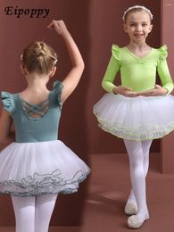 Stage Wear Children's Dance Clothes Green Long-Sleeved Girls' Practice Cotton Toddler Ballet Skirt Grading Art Examination Chinese