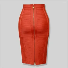 Skirts Solid Sexy Wrapped Hip For Women 2024 Summer Fashion Women's High Waist Zipper Skinny Midi Skirt Elegant Bandage