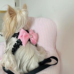 Dog Collars Pet Supplies Leash Bow Tie Chest Carrier Cat Maltese Dress Harness Set Beaty Appeal Puppy Accessories