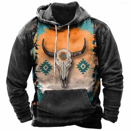 Men's Hoodies D Printed Hoodie Sweater American Style Sports Street Trend Punk Motorcycle Hip-Hop