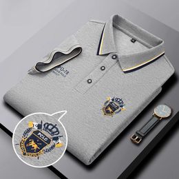 MLSHP Summer Mens Polo Shirts High Quality Short Sleeve Turn Down Collar Embroidery Business Casual Solid Color Male Tees 4XL 240410