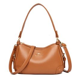 Ladies Fashion Messenger Bag Retro Style Single Shoulder Creative Soft Leather Solid Color Plaid Handbag Large Capacity