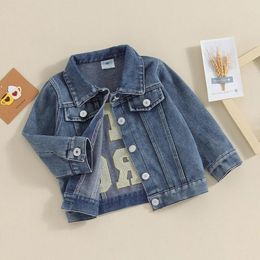 Jackets Baby Jean Toddler Boy Fall Winter Clothes Back BIG BRO Letter Embroidery Long Sleeve Lapel Denim Coats