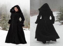 Black Christmas Cloaks For Wedding Formal Accessories Long Sleeve Bridal Jacket Faux Fur Velvet Elegant Capes Wedding Coat5746924