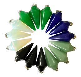 fubaoying Charms MixColor Hexagonal Cone Stone Pendant Fashion Jewellery Reiki Healing Crystal Hexagonal Bullet Whole 5pcslot9517856