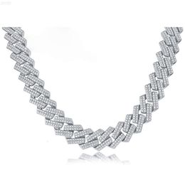 Xinfly Fine Jewelry Hip Hop Real 925 Sterling Silver 14mm Simple Men Cuban Link Chain Moissanite Necklaces