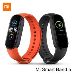 Wristbands Original Xiaomi Mi Smart Band 5 Wristband AMOLED 1.1" Screen Bluetooth 5.0 Bracelet 5ATM Waterproof Heart Rate Sensor Mi Fit APP