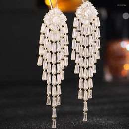 Stud Earrings High Quality Exquisite And Elegant Zircon Long Personalized Tassel Ear Studs For Women Fashion Jewelry LE114