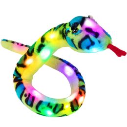 100cm Green Snake Light-up Plush Toys PP Cotton Long Soft Stuffed Animals Glowing Luminous Party Gift LED Light Toy for Children 240419