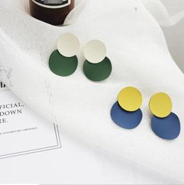Stud Earrings Retro For Women Circular Contrast Color Frosted Textures Zinc Alloy Fashion Jewelry Brithday Gift