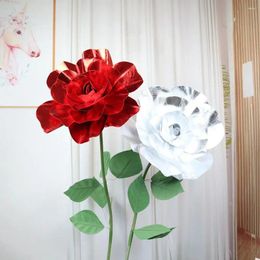 Decorative Flowers Shiny Giant Rose Flower Head 30/40/50cm Party Setting Arrangement Fake Foam Fashion Pography Props Artificial