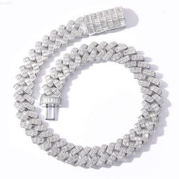 Fashion Customised Chain 17mm Width Sterling Silver 5a Cz Diamond Baguette Cuban Chain Links for Hip Hop Life