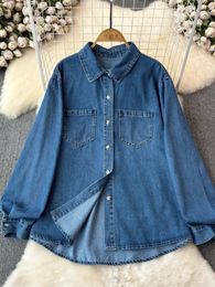 Women's Blouses Spring Fashion Women Denim Shirts Leisure Single Breasted Long Sleeve Blouse Simple All-matched Female Thin Jacket Outerwear