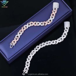 Yu Ying 13mm Wide Infinity Cuban Bracelet 925 Sterling Silver Hip Hop Bracelet Jewellery Vvs Moissanite Cuban Bracelet