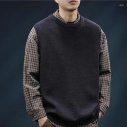 Men's Sweaters Round Neck Sweater Vest Cotton Black Autumn Winter Bottoming Pullover Thickened Warm Inner Knitwear Loose Casual
