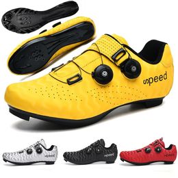 Road Cycling Shoes Men SPD With Lock Cycling Sports Shoes Flat-Bottomed Racing Speed Sports Shoes MTB Off-Road Cycling Shoes 240416