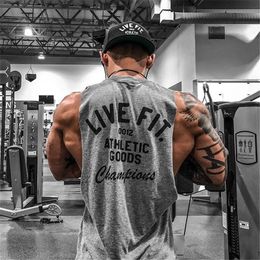 Men Bodybuilding Tank Tops Gym Workout Fitness Cotton Sleeveless shirt Running Clothes Stringer Singlet Male Summer Casual Vest 240407