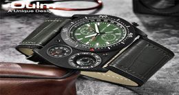 Oulm Men Quartz Watch Casual Wide Leather Strap Watches Decorative Compass Sport Male Clock Relogio Masculino16920811