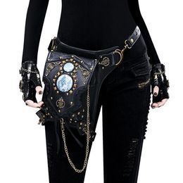 Waist Bags YourSeason Unisex Steampunk Chain Rivet Pack Multifunctional PU Leather Female Shoulder 2022 Moto Biker Belt Bag248I