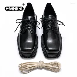Casual Shoes Men Real Cowhide Genuine Leather Streetwear Fashion Derby Cityboy Male Vintage Shoelace High Sole Elevator