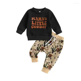 Clothing Sets Toddler Baby Boy Girl Outfit Western Cow Crewneck Sweatshirt Top And Elastic Waist Pants Set 2 Piece Fall Clothes