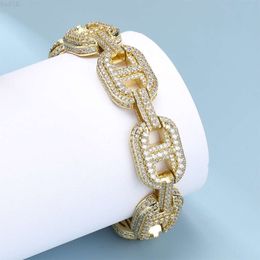 15mm Men Bracelet Sterling Silver Buss Down Hip Hop 18k Gold Filled Moissante Wholesale Cuban Link Bracelet