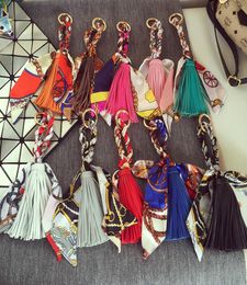 Women Luxury Keychains Scarf PU Leather Tassel Car Key Chain Ring Holder Fashion Pendant Bag Charm Keyring Jewellery Accessories for7976351