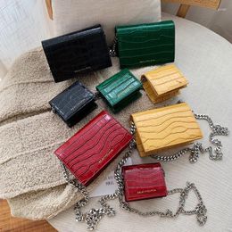 Drawstring Vintage Mini Square Bag 2024 Quality Patent Leather Women's Designer Handbag Crocodile Pattern Chain Shoulder Messenger