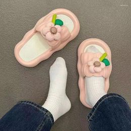 Slippers Women's Summer One Word Casual Parent-Child Soft Bottom Non Slip Lovely Flower Home Bathroom