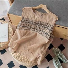 Women's Tanks Skin-friendly Vest Embroidered Summer For Women O-neck Tank Top With Thin Fabric Stylish Streetwear Pullover