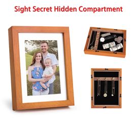 Hidden Storage Compartment Po Frame Sight Secret Hide Cash Jewelry Necklace Key For Home Office Money Safe Box Christmas Gift 240411