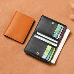 Wallets Solid Colour PU Leather Small Wallet For Women Short Simple Women's Purse With Hasp Buttons Ultra Thin Bag Coin