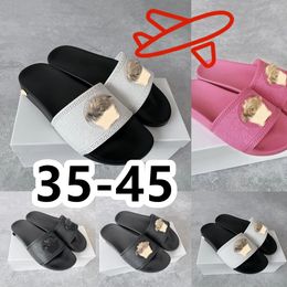 with box dust bag Luxury Designer Slide Slippers Summer sandals Men Flat Leather Lady Women Classic Shoes Eur 35-45