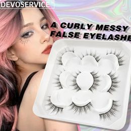 False Eyelashes DEVOSERVICE Russian Stripe Lashes Dramatic Volume 5 Pairs Faux Mink Eyelash Long Lasting Fluffy Extension