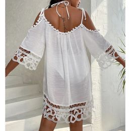 Summer Bathing Suits CoverUps Beach Wear Loose Knitted Cover Up Women Bikini Swimsuit Hollow Out Dress 240416