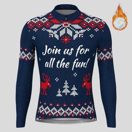 Racing Jackets Ugly Sweater Themed Christmas Men Winter Thermal Fleece Cycling Jersey Long Sleeve Bicycle MTB Bike Sports Clothing