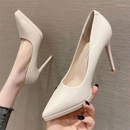 Dress Shoes Korean Edition PU Sexy Women's Fashion Pointed Thin Heels Temperament High Fairy Style Simple Single Shoe Girl