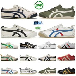 2024 Tiger Mexico 66 Men Women Casual Shoes Designer Runner Sneaker Lifestyle Canvas Black White Blue Yellow Pure Silver Man Flat Trainers Loafer Sports Sneakers