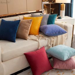 Pillow Solid Colors Velvet Cover Pouf House Decorative For Living Room Soft Couch Sofa Fundas De Cojines