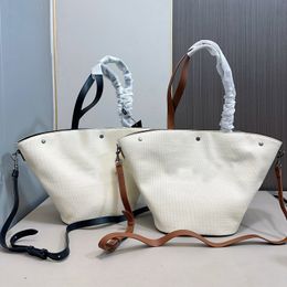 Designer Fashion Canvas Bag lädertrim och bas för strukturerad stil strandväska med underskattad elegans och sofistikering av enskild axelhandväskor