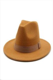 Fedora Hats Women Solid Ribbon Band Formal Dress Wedding Church Jazz Caps Felted Spring Men Hats Sombreros De Mujer21587384196246