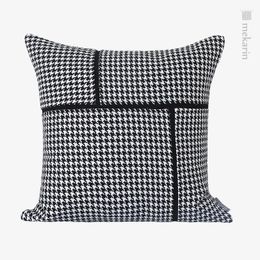 Pillow Modern And Simple Model Room Sofa Black White Houndstooth Square Stitching El Bedroom