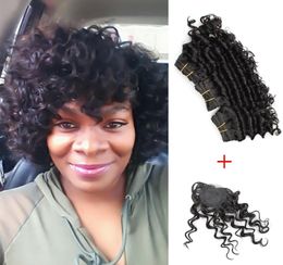 Kiss Hair 8 inch Deep Wave Unprocessed Virgin Remy Human Hair Weave Short Bob Style 165g Brazilian Deep Curly Virgin Hair Natural 9946444