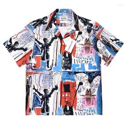 Men's Casual Shirts WACKO MARIA Shirt T-shirt High Quality 1:1 Graffiti Hawaii Beach Vacation Women's With Tags