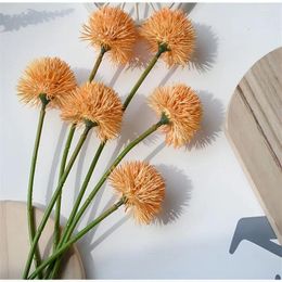 Decorative Flowers Fake Flower Orange Dandelion Bulb For Green Plant Wedding Decoration Crafts Living Room Artificial