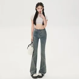 Women's Jeans Small American Retro Micro Flared For Women With A Sense Of Design Niche High Waisted And Slim Versatile Floor Mop Pants