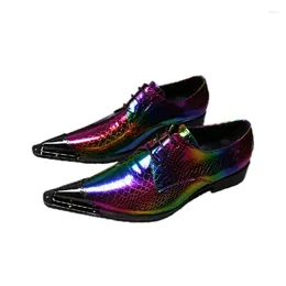 Dress Shoes Italiano Rainbow Color Genuine Leather Wedding Business Men Causal Flats Vintage Handmade Oxfords For Snake Skin