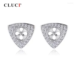 Stud Earrings CLUCI Simple Authentic 925 Silver Triangle Women Zircon Earring For Wedding Engagement Formal Occasion Jewelry SE140SB